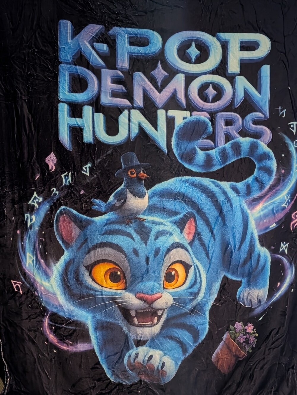 K-Pop Demon Hunters Blue Tiger Wall Art Throw Blanket